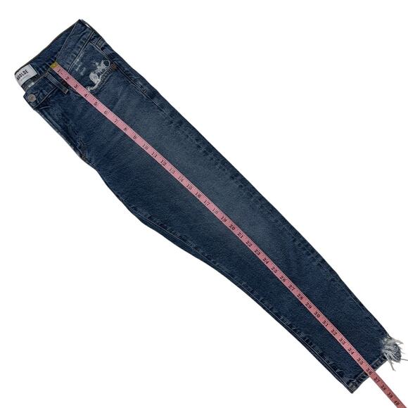 Agolde Dark Blue Denim Toni Mid Rise Straight Ankle Distressed Jeans Size 27 - Picture 7 of 10